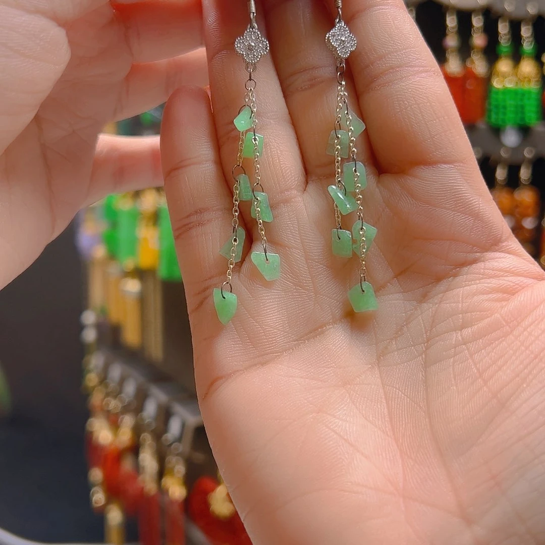 翡翠银S925镶嵌耳坠