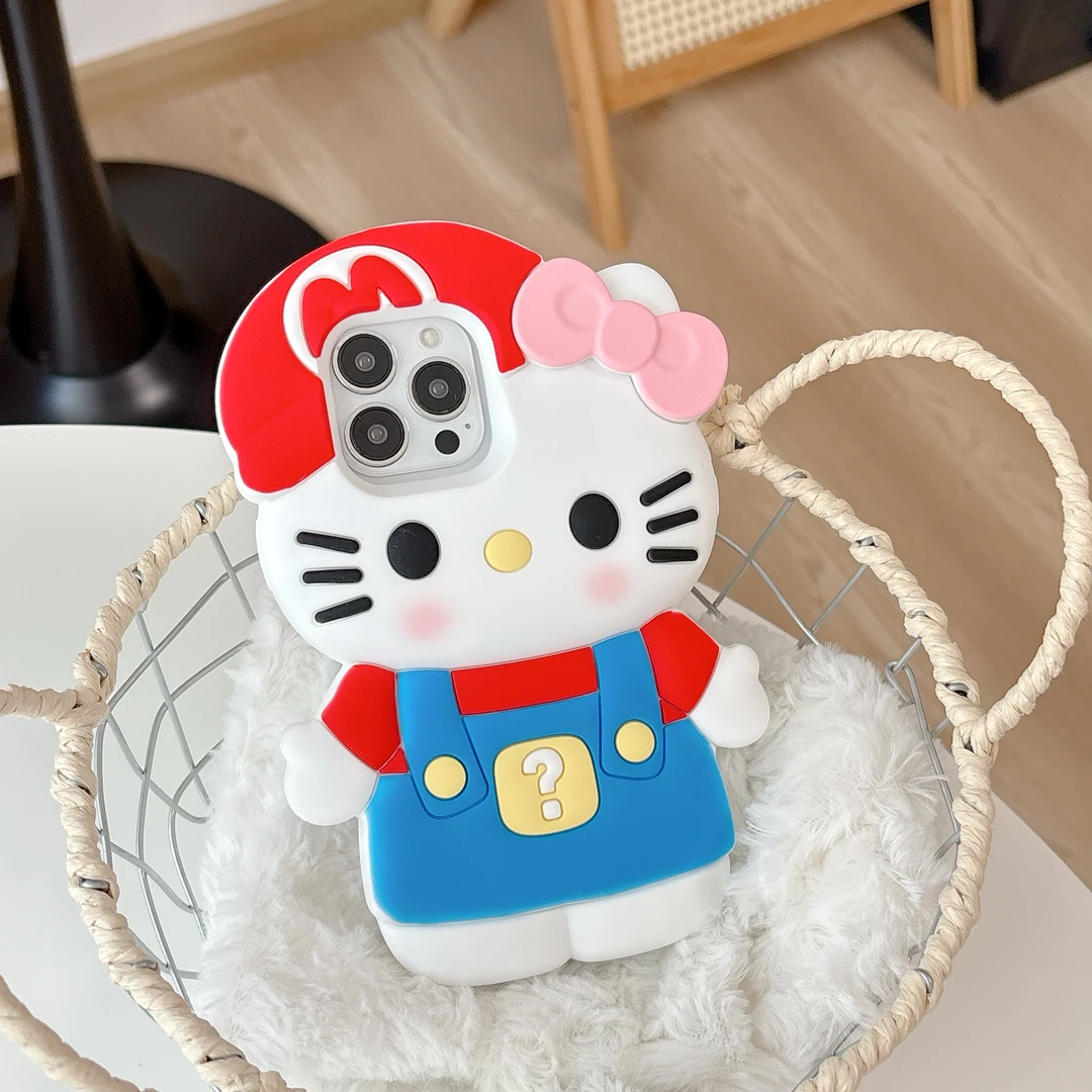 可爱硅胶马里奥KT适用苹果16promax手机壳女款防摔iPhone15立体壳