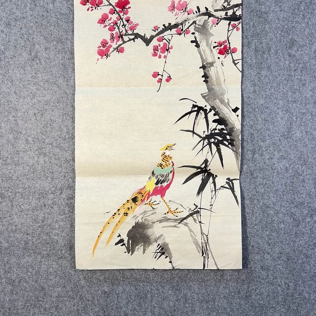 国画829 花鸟在树丛的顶端鸣叫叫声