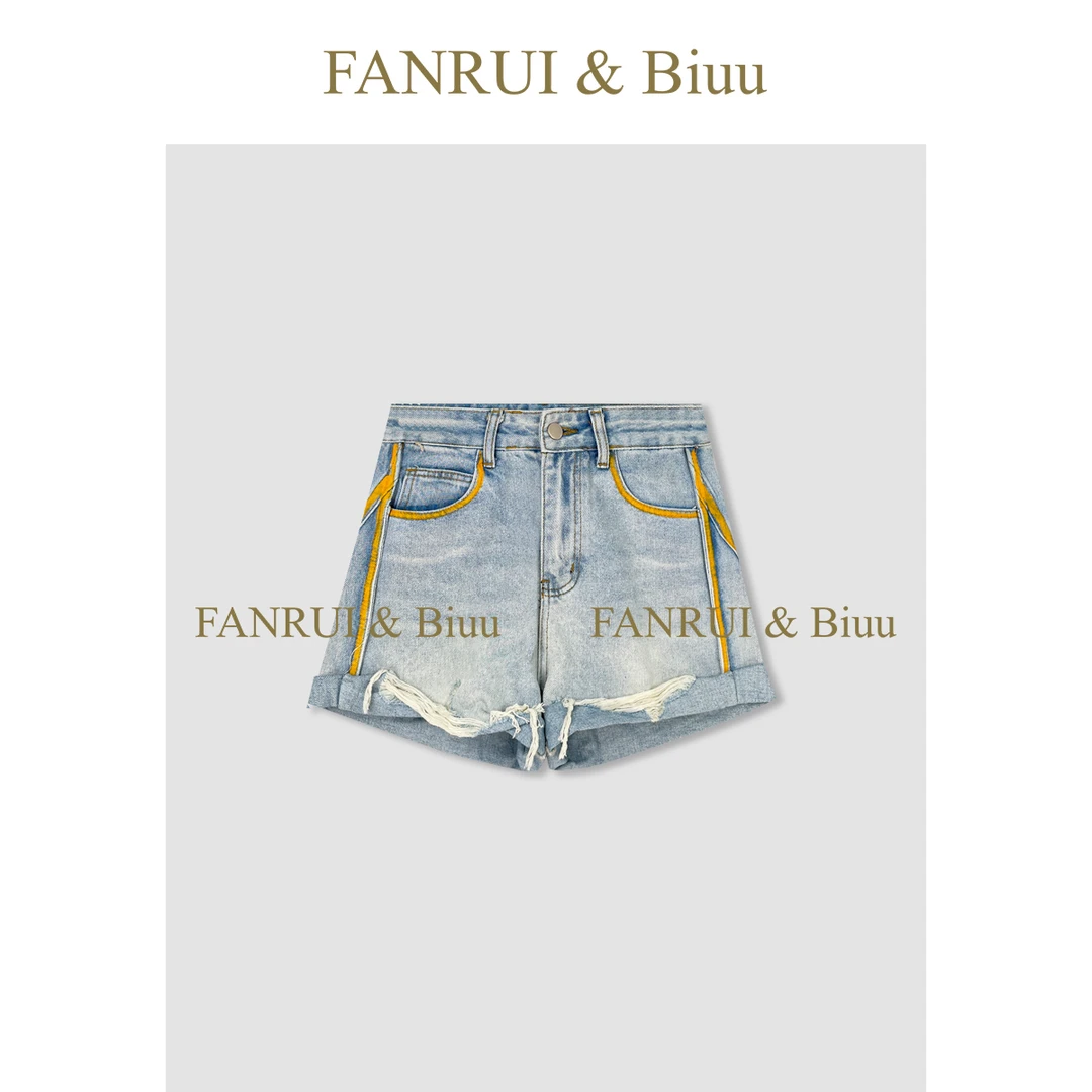 FANRUI/泛芮「尼斯海岸 」水洗棉撞色时髦洋气百搭夏季短裤LP16618