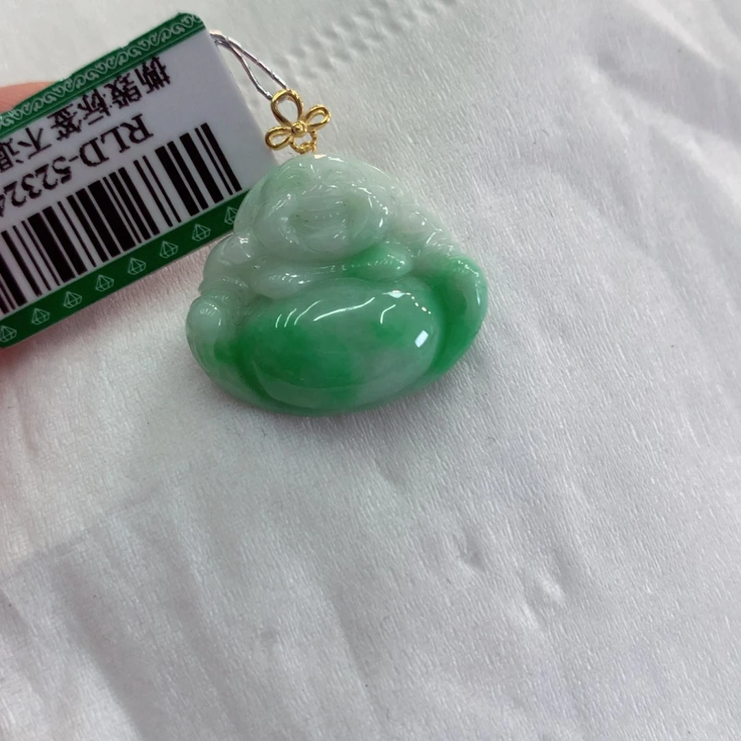 翡翠吊坠(不含链)18K金镶嵌