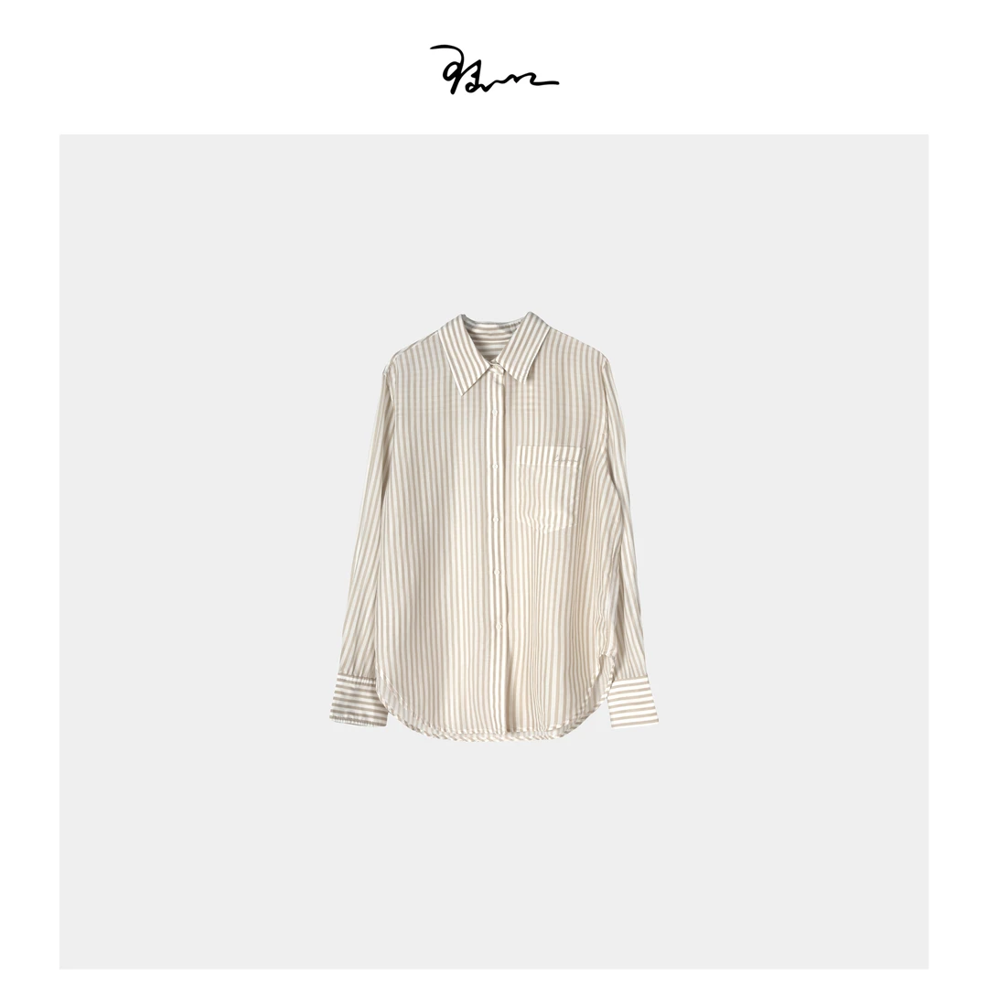 【行云】陆一口女装定制丝绵条纹衬杉