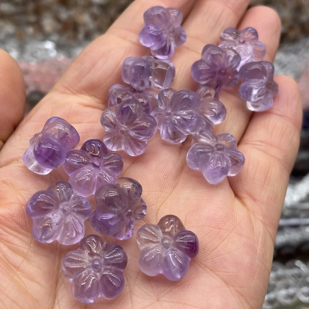 玛瑙/玉髓珠宝半成品未镶嵌紫水晶花15mm一颗