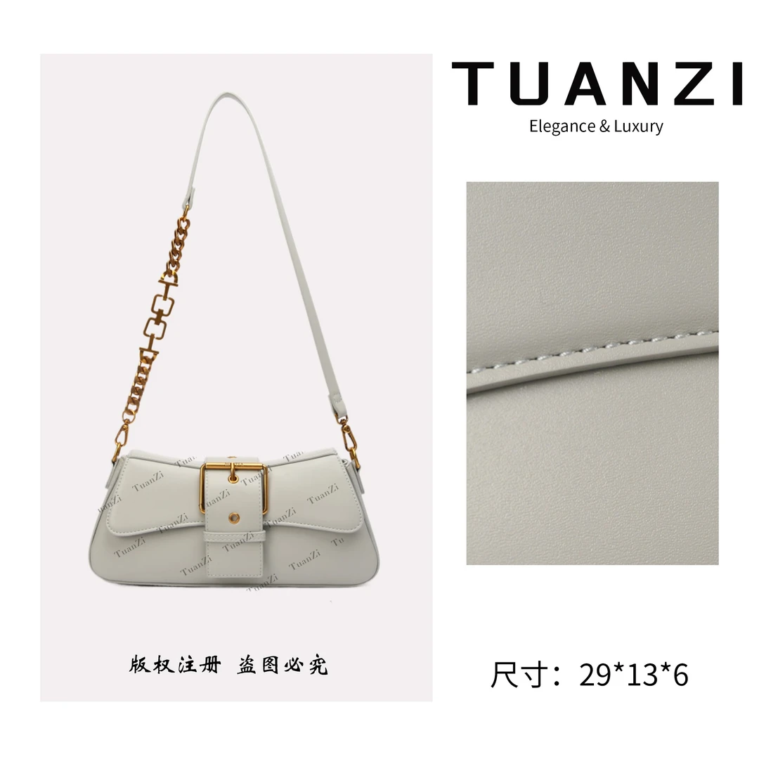 【高端玩家】 小众半月弧皮带扣设计单肩斜挎女包 SKL-7575-云雾色