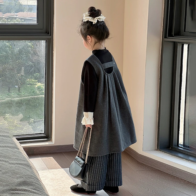 女童裙子套装春秋2025新款女孩时尚韩系穿搭儿童高级感秋装背心裙