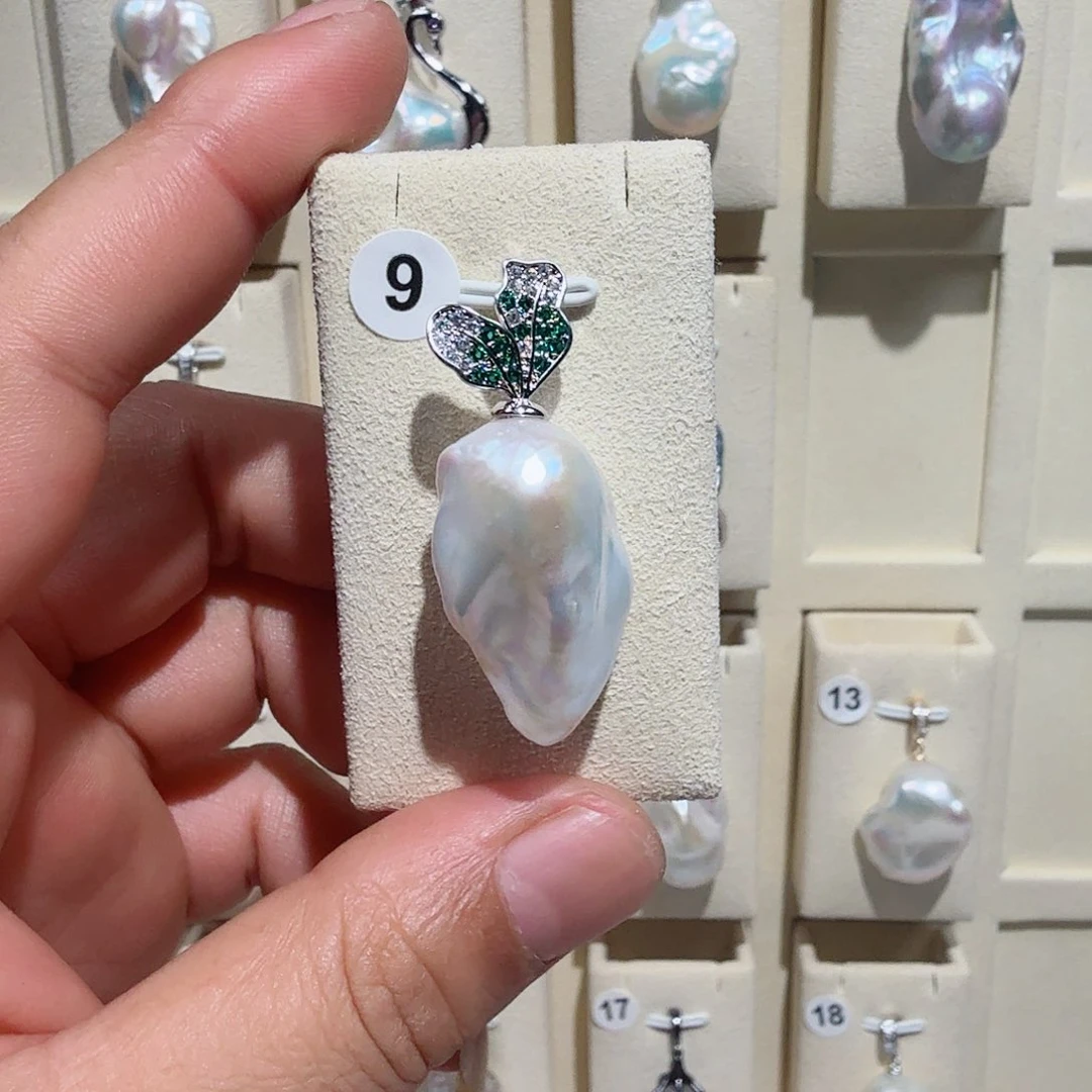 淡水珍珠银S925镶嵌吊坠(不含链)