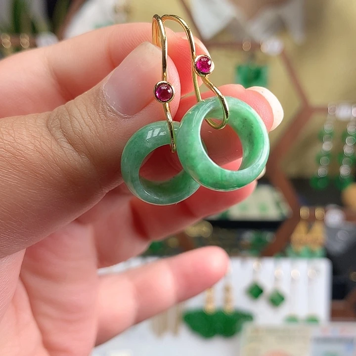 翡翠银S925镶嵌耳饰耳饰