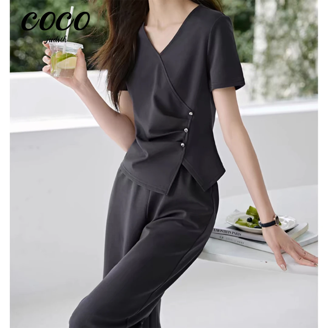 【RG6778】2025年新款夏季显瘦精致优雅新中式简约休闲套装