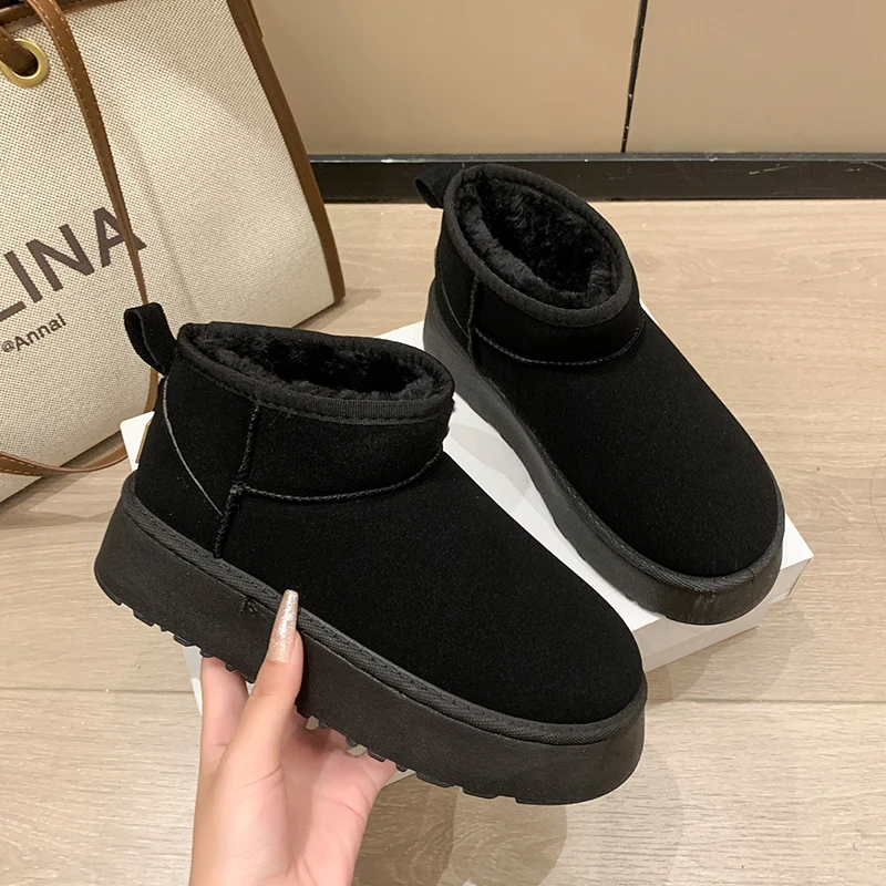 【网红同款时尚雪地靴】2025冬季加绒加厚增高厚底百搭一脚蹬雪地靴