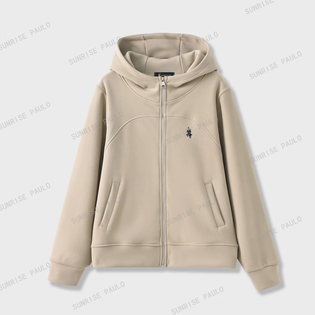 8766-高端LU系私服～软弹糯米绒休闲连帽拉链外套