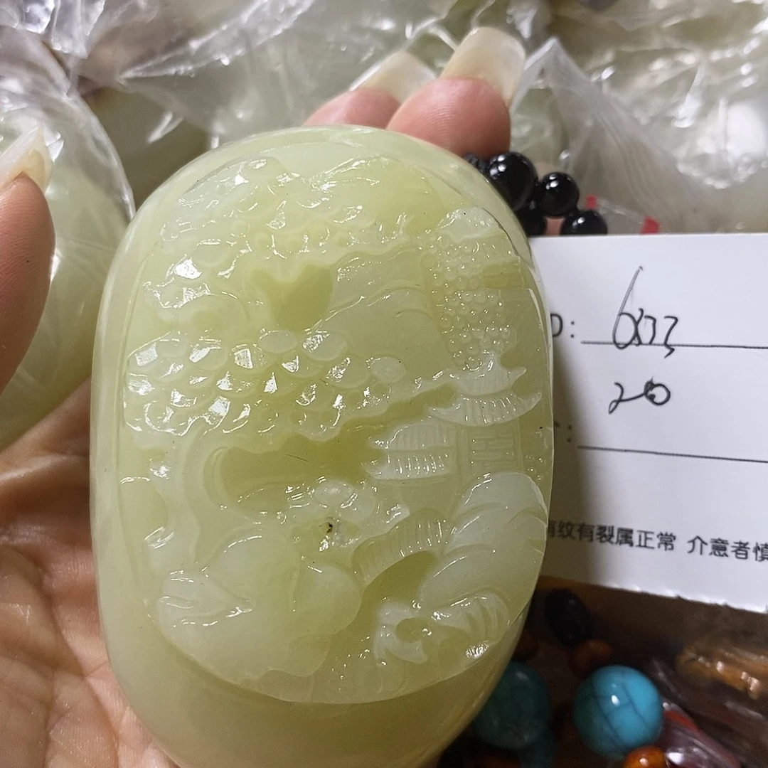 石材用****3古青石手把件