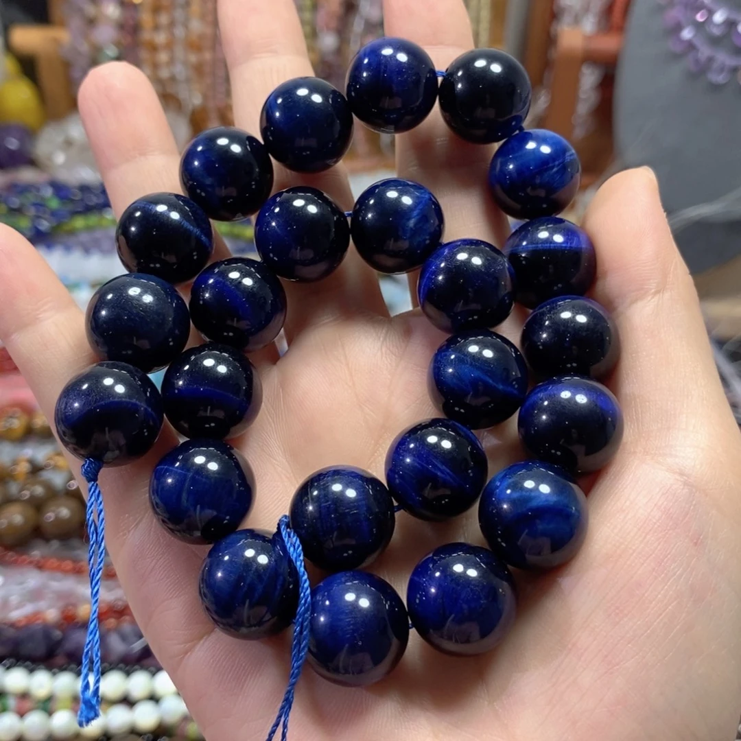 玛瑙/玉髓未镶嵌珠宝半成品蓝虎一条卡16mm