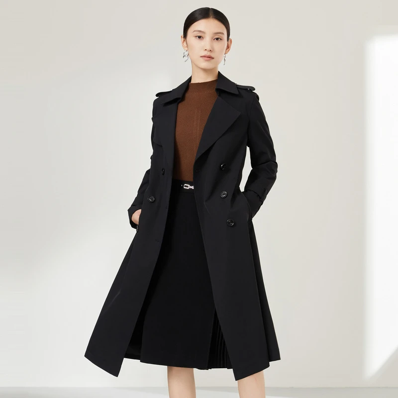 【CADIDL】气质女士百搭收腰经典中长款翻领风衣CJ00336D2