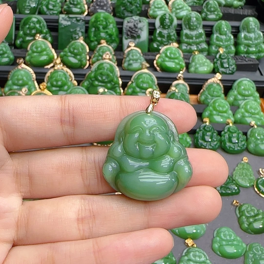 和田玉（碧玉）18K金镶嵌颈饰