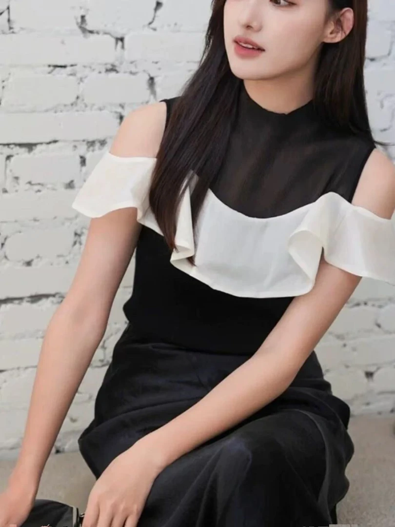 【艾家】针织衫商场同款新款荷叶边半高领时尚百搭针织衫上衣8157