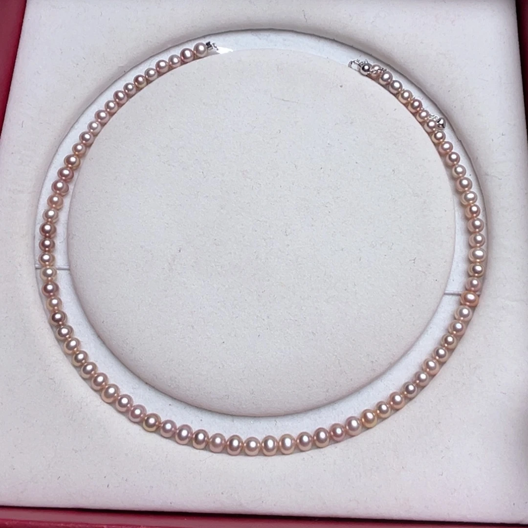 淡水珍珠颈饰银S925镶嵌星*露5-6mm极光金属色