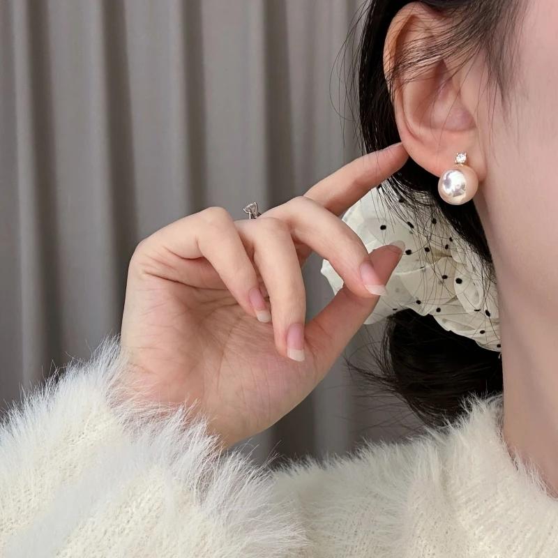 铜合金仿珍珠耳饰 【么么专属】曼塔玫瑰一颗珠珠耳钉 银针简约耳饰