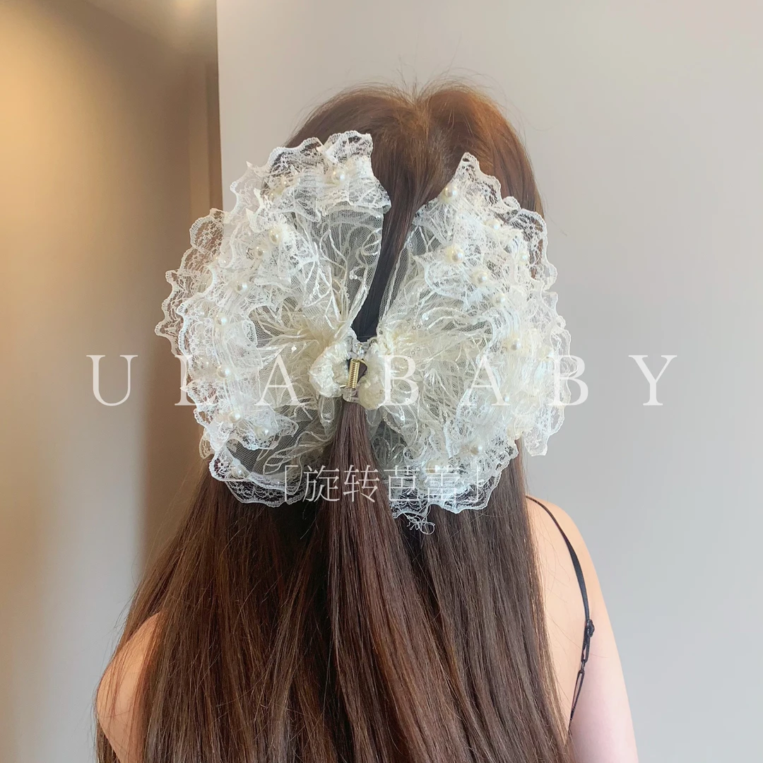 【喜儿ula】5-27-9「旋转芭蕾」温柔蕾丝网纱气质高级感赫本风抓夹