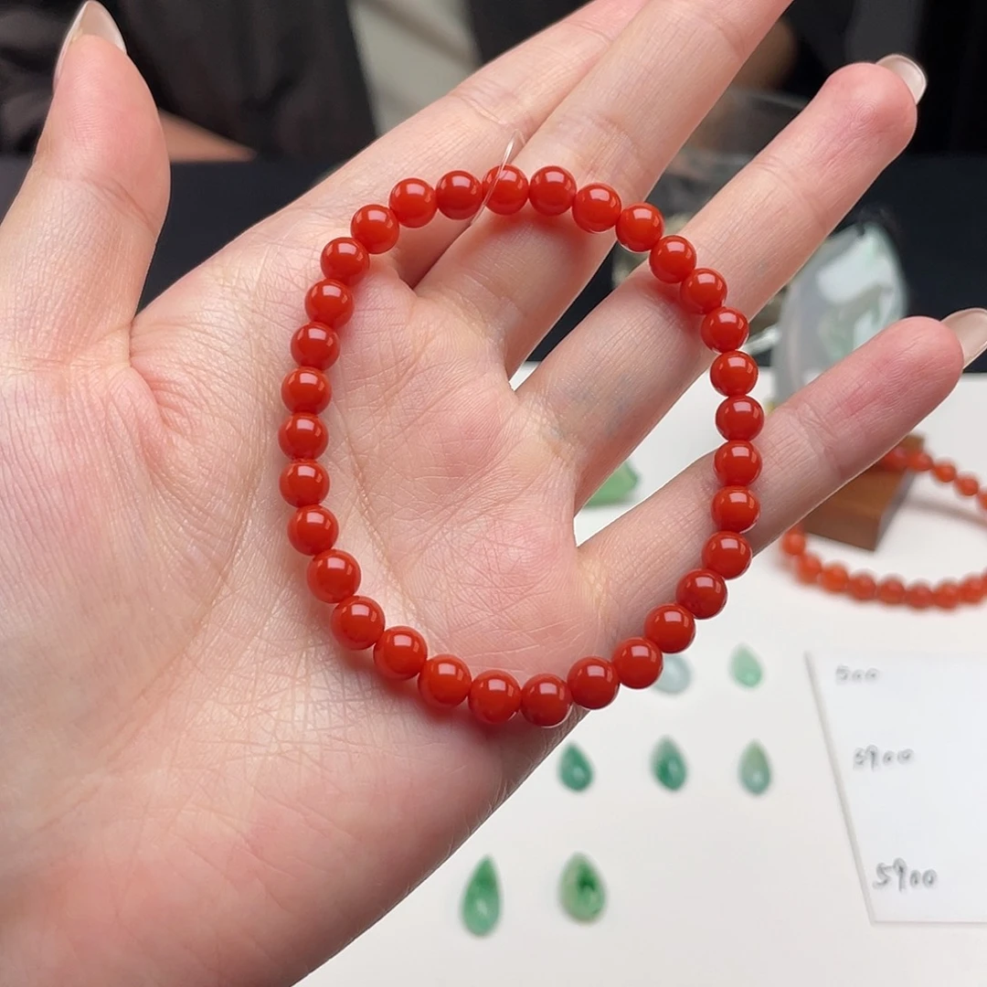 南红玛瑙未镶嵌手串柿子红