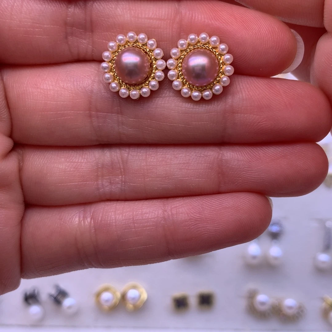 合金淡水珍珠耳饰