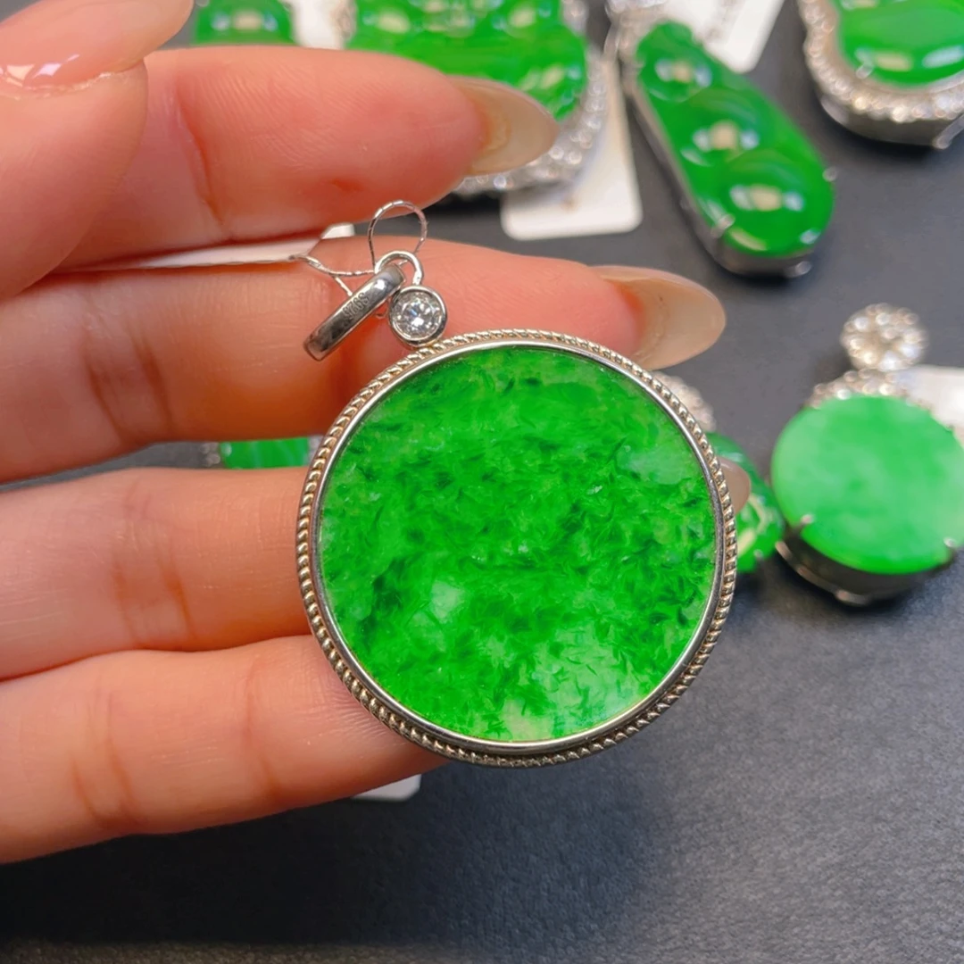 翡翠银S925镶嵌吊坠(不含链)