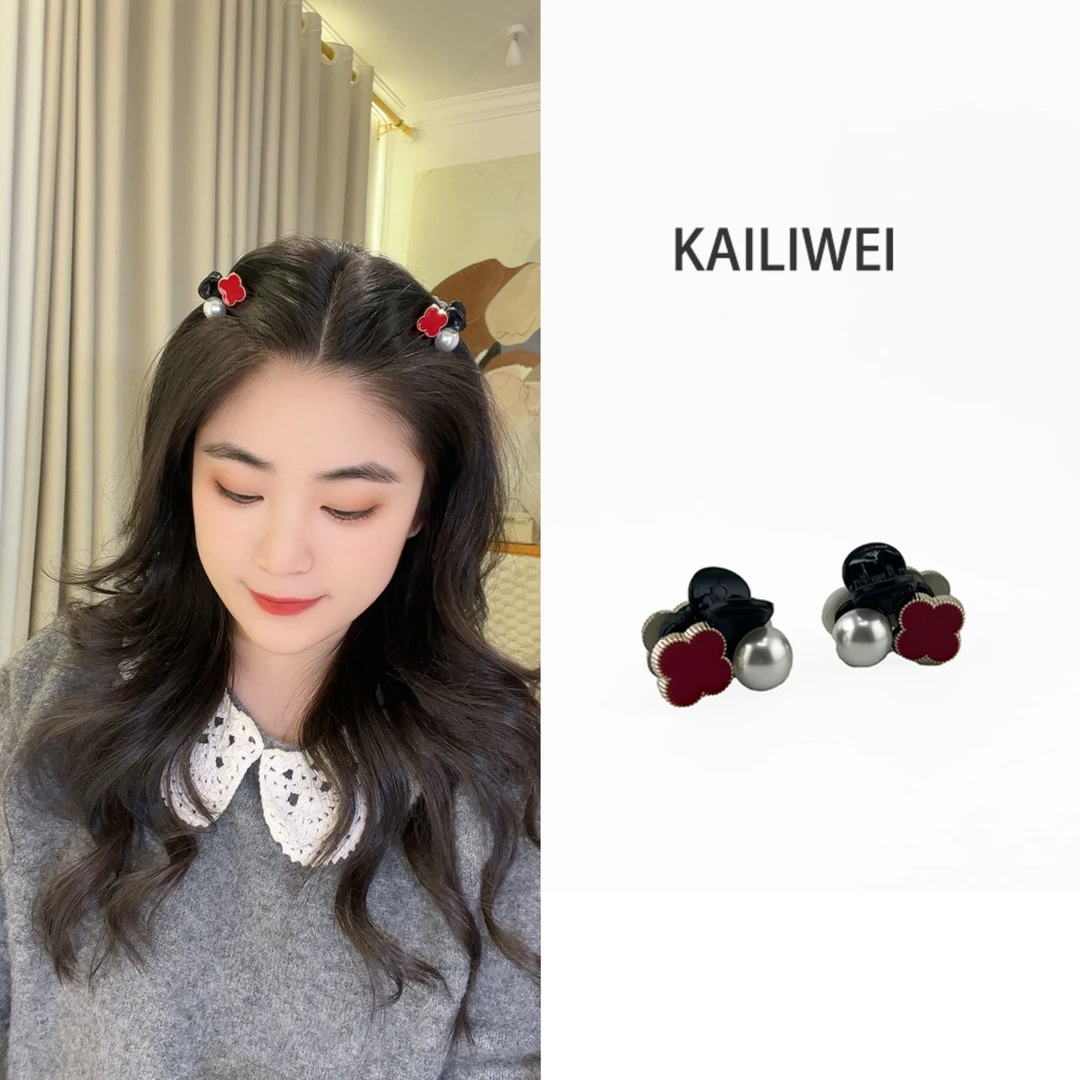 KAILIWEI【珍珠四叶草】韩国Y单小香山茶花刘海夹2.5cm8077
