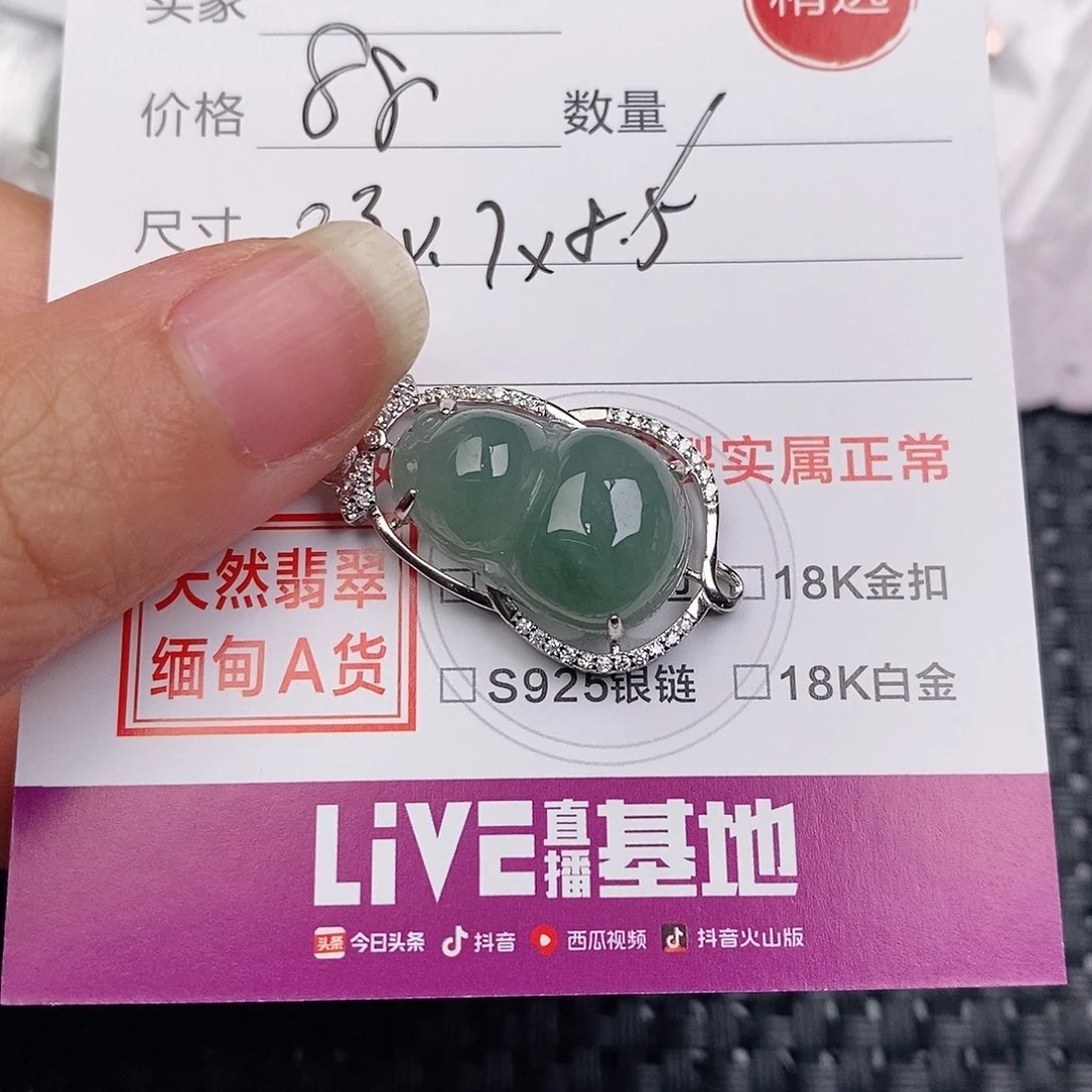 颈饰银S925镶嵌翡翠