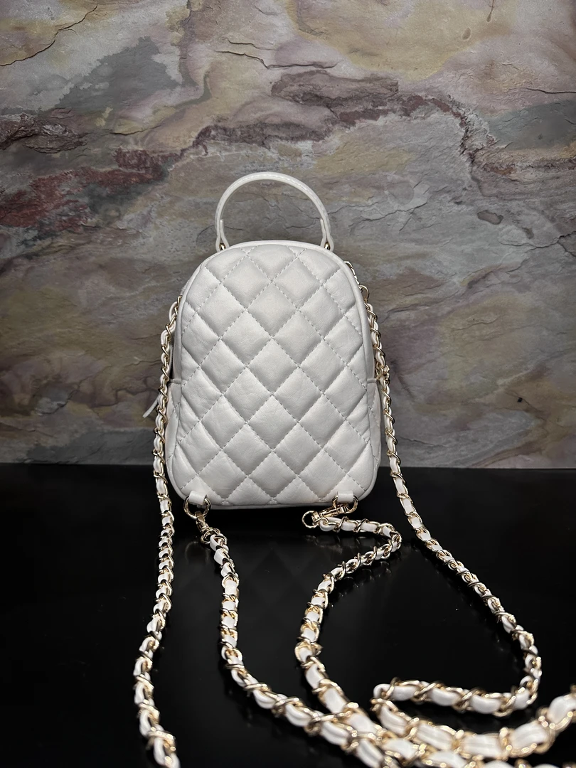 HIRMRIS手工真皮包14-551285-珠光白 小双肩香