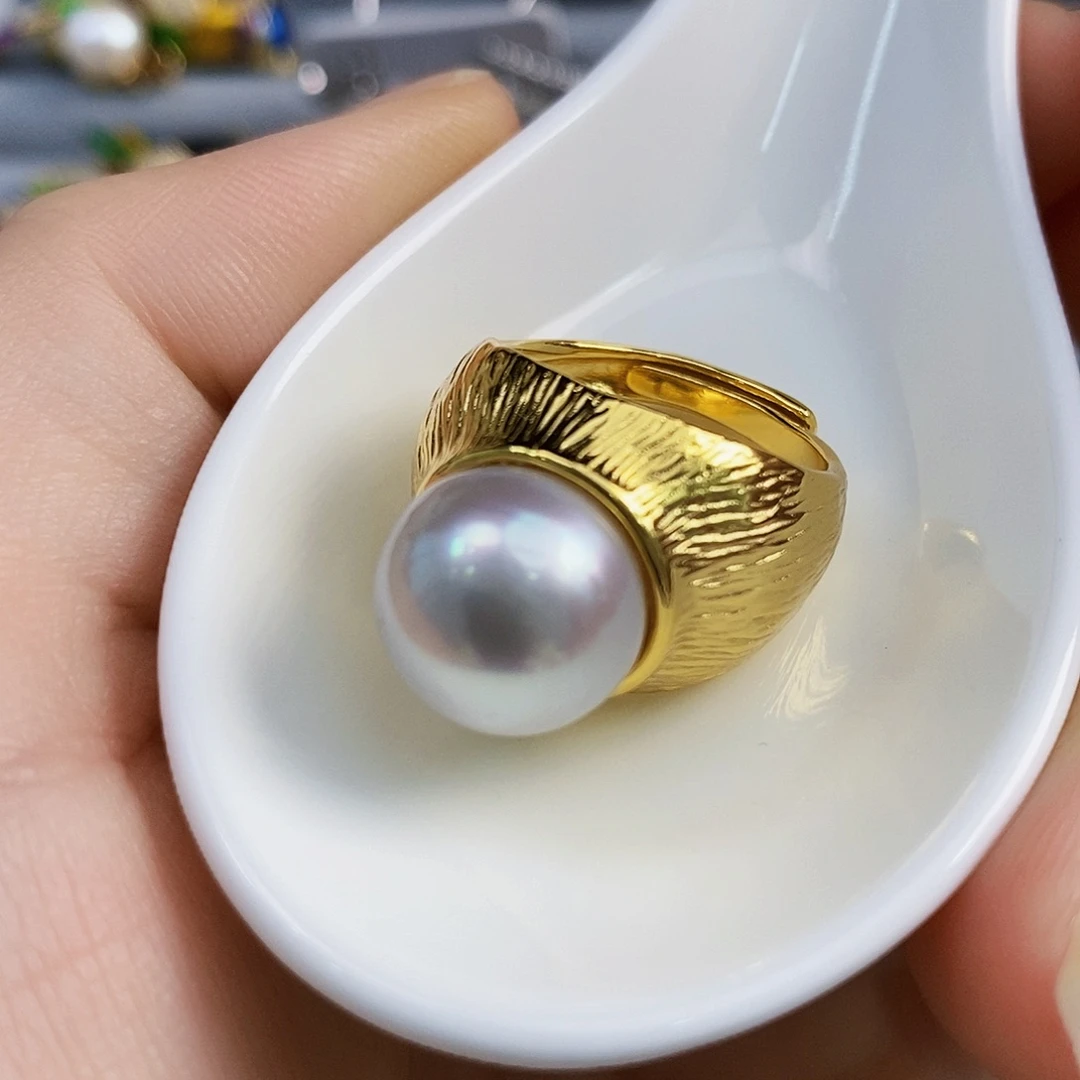 银S925镶嵌特价秒杀设计款成品海水珍珠澳白12.8海水珍珠
