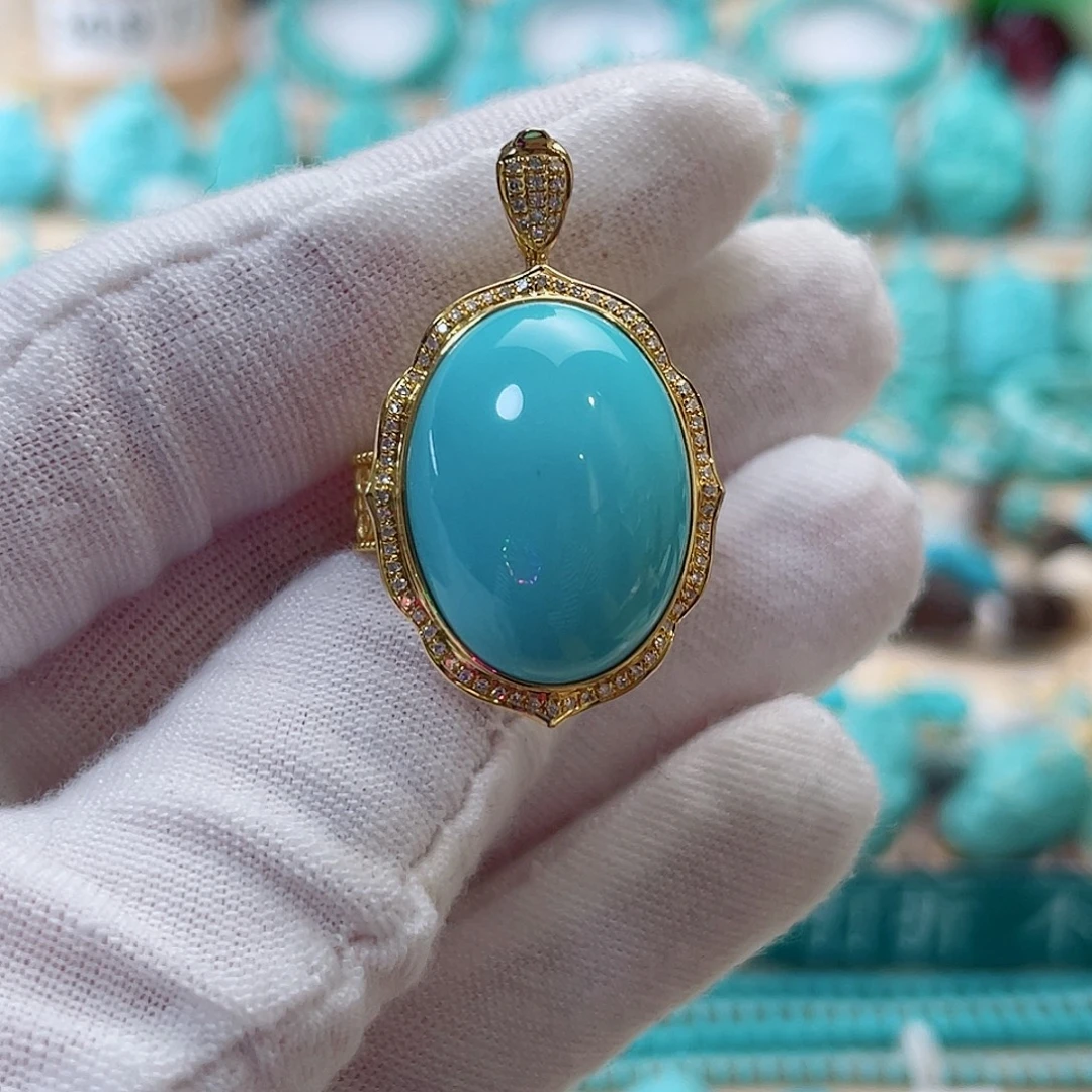 18K金镶嵌绿松石珠宝奇石