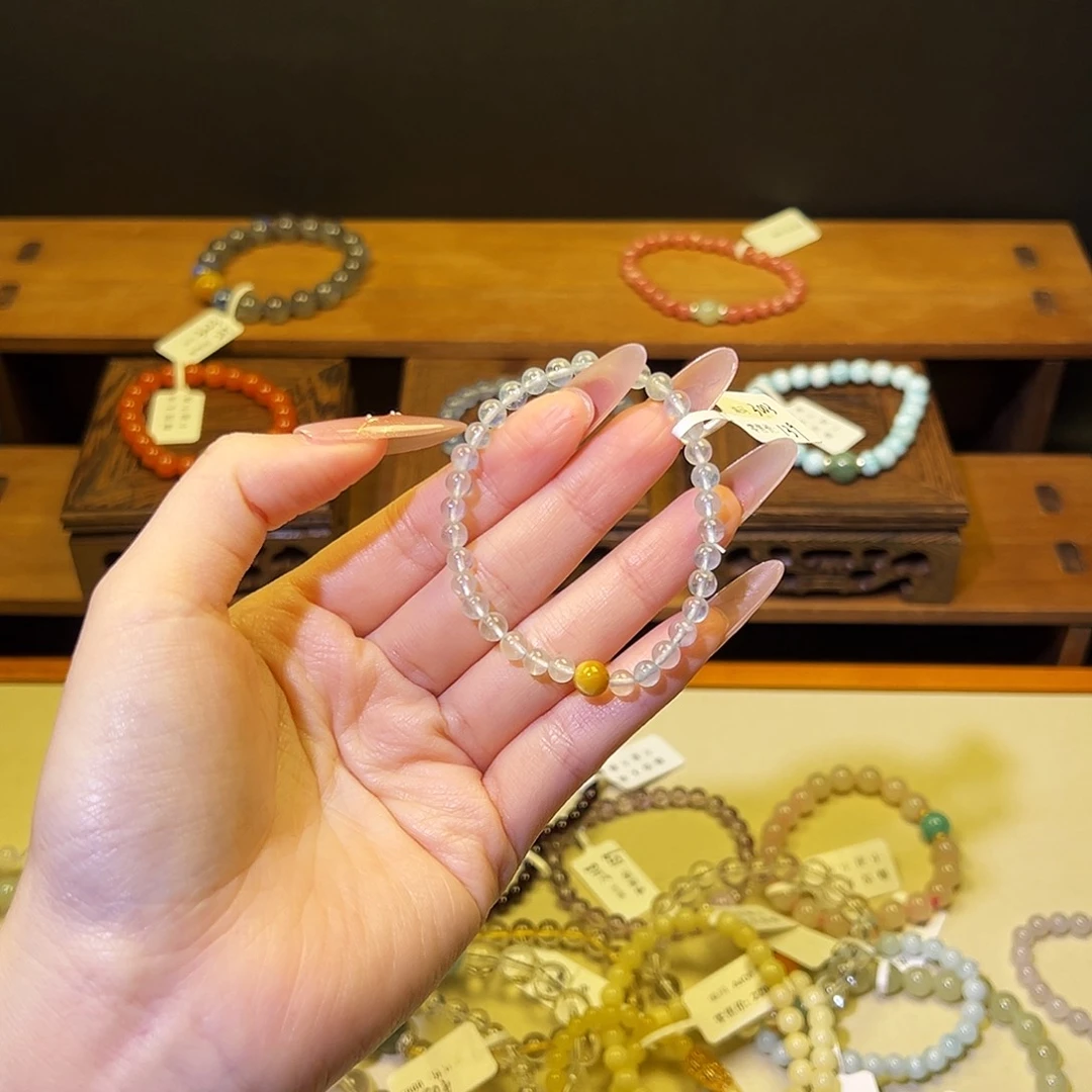 水晶手链银S925镶嵌海蓝3003