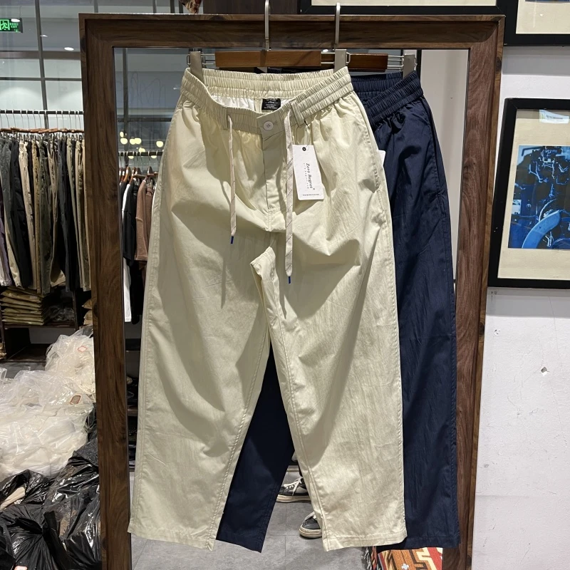 日潮复古水洗雅痞宽松锥形裤男夏季薄款透气小直筒休闲裤男阔腿裤