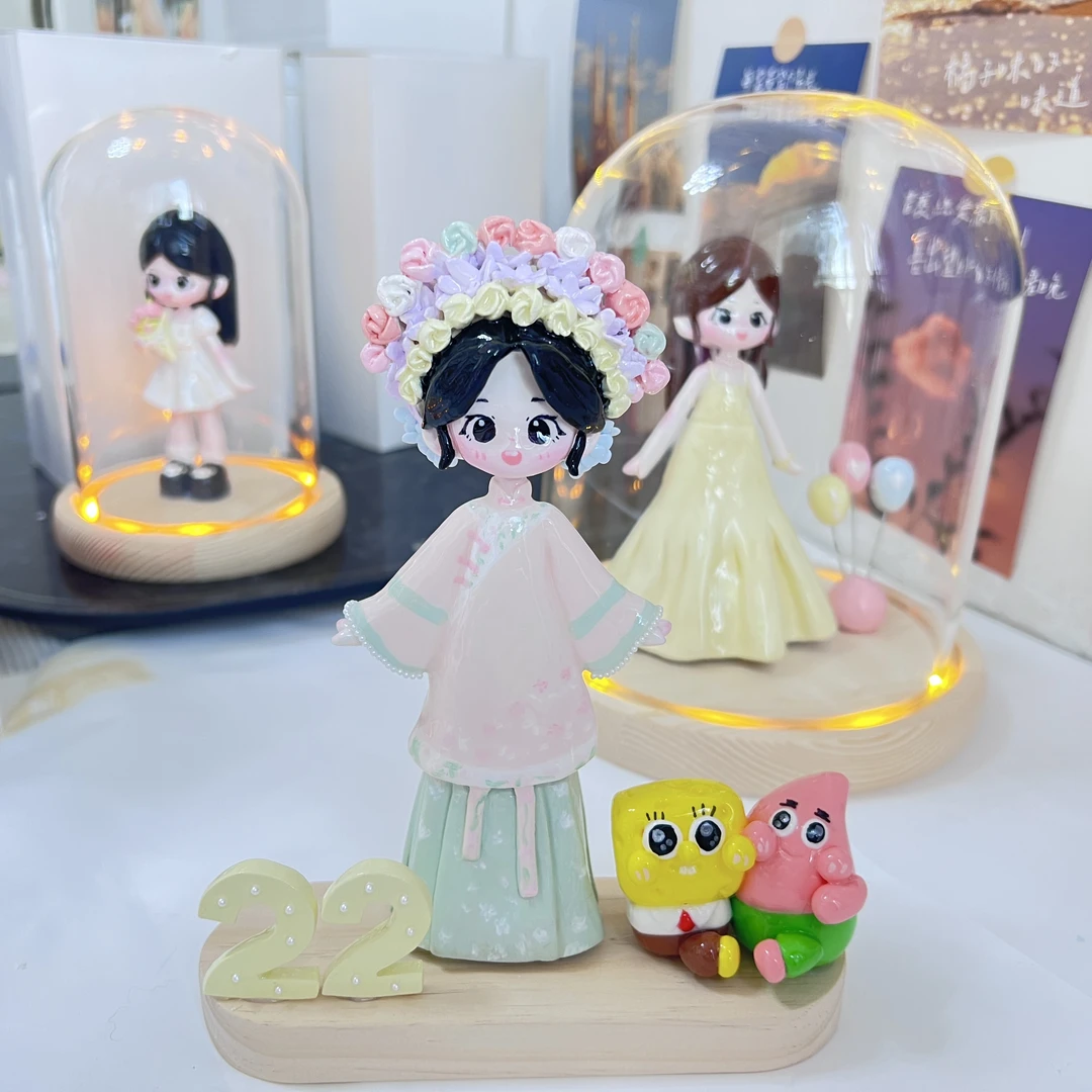 软陶q版人偶定制石塑粘土摆件黏土泥塑人偶毕业礼物盲盒手工礼物