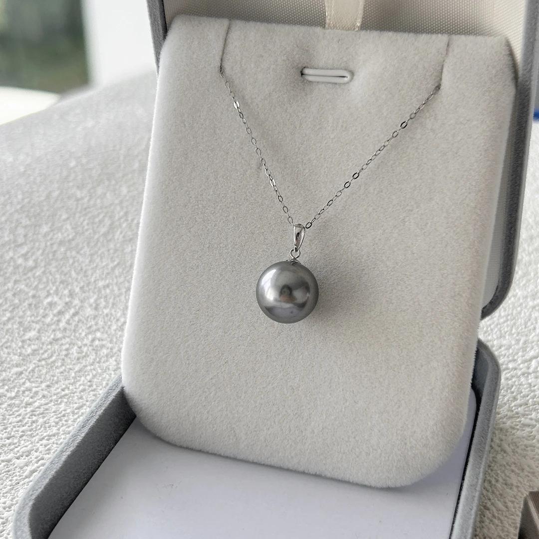 【罗伊伊甄选】天然海水珍珠大溪地瓜子吊坠11-12mm 白金 SD004