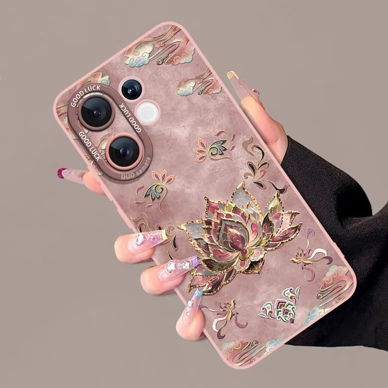 【进口液态硅胶】敦煌鎏金莲花适用vivos30pro手机壳s20新款s19pro