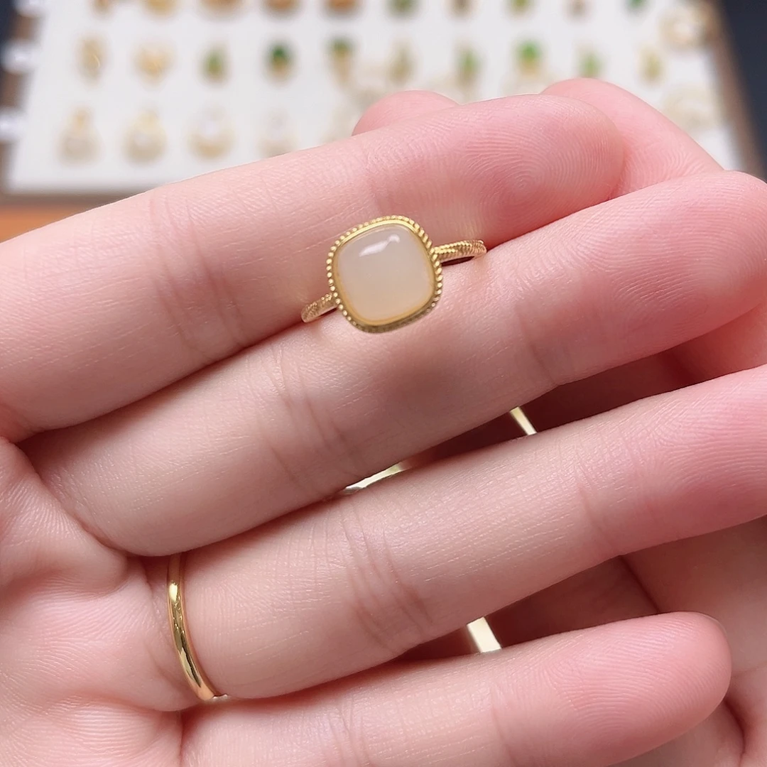 和田玉银S925镶嵌戒指