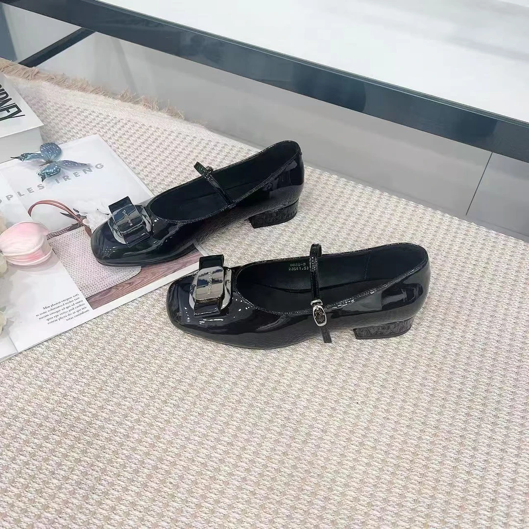 9688-9   新款法式浅口粗跟百搭单鞋