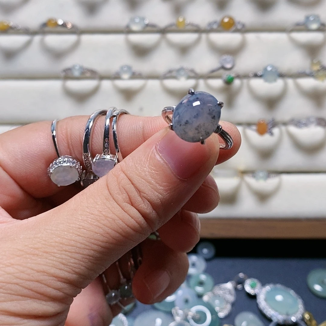 翡翠银S925镶嵌戒指