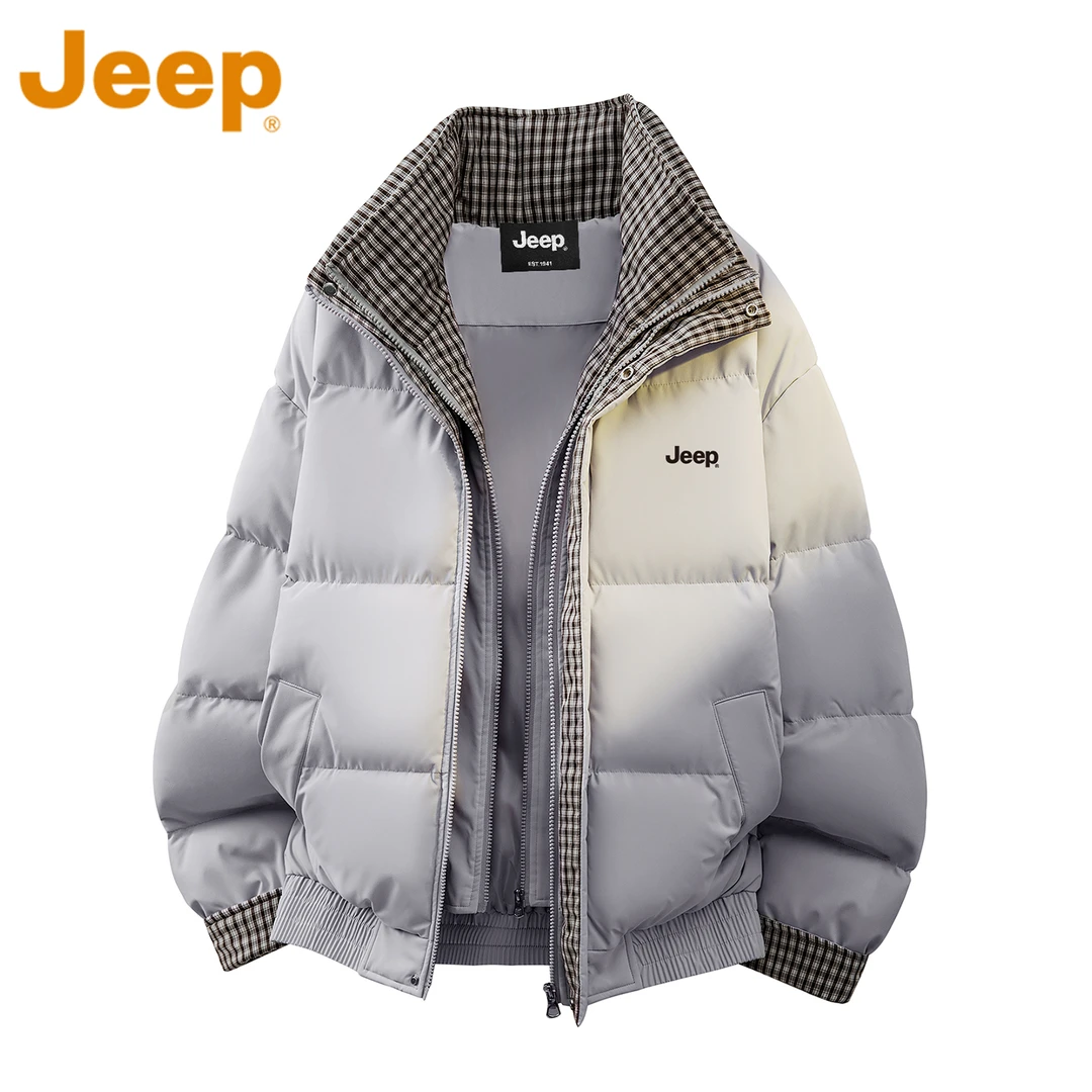 JEEP吉普美式棉衣男士秋冬季新款加厚百搭假两件面包服棉袄子外套