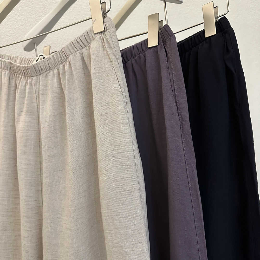 韩国东大门at the bagel夏季亚麻显瘦清凉萝卜裤