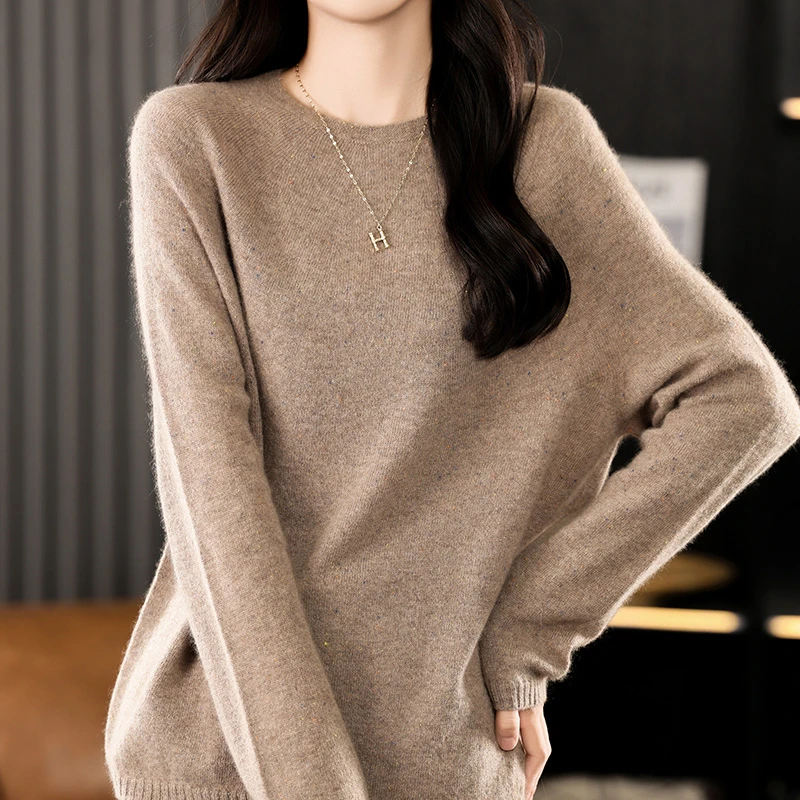 100%羊绒长袖圆领点子纱女士一线成衣打底衫