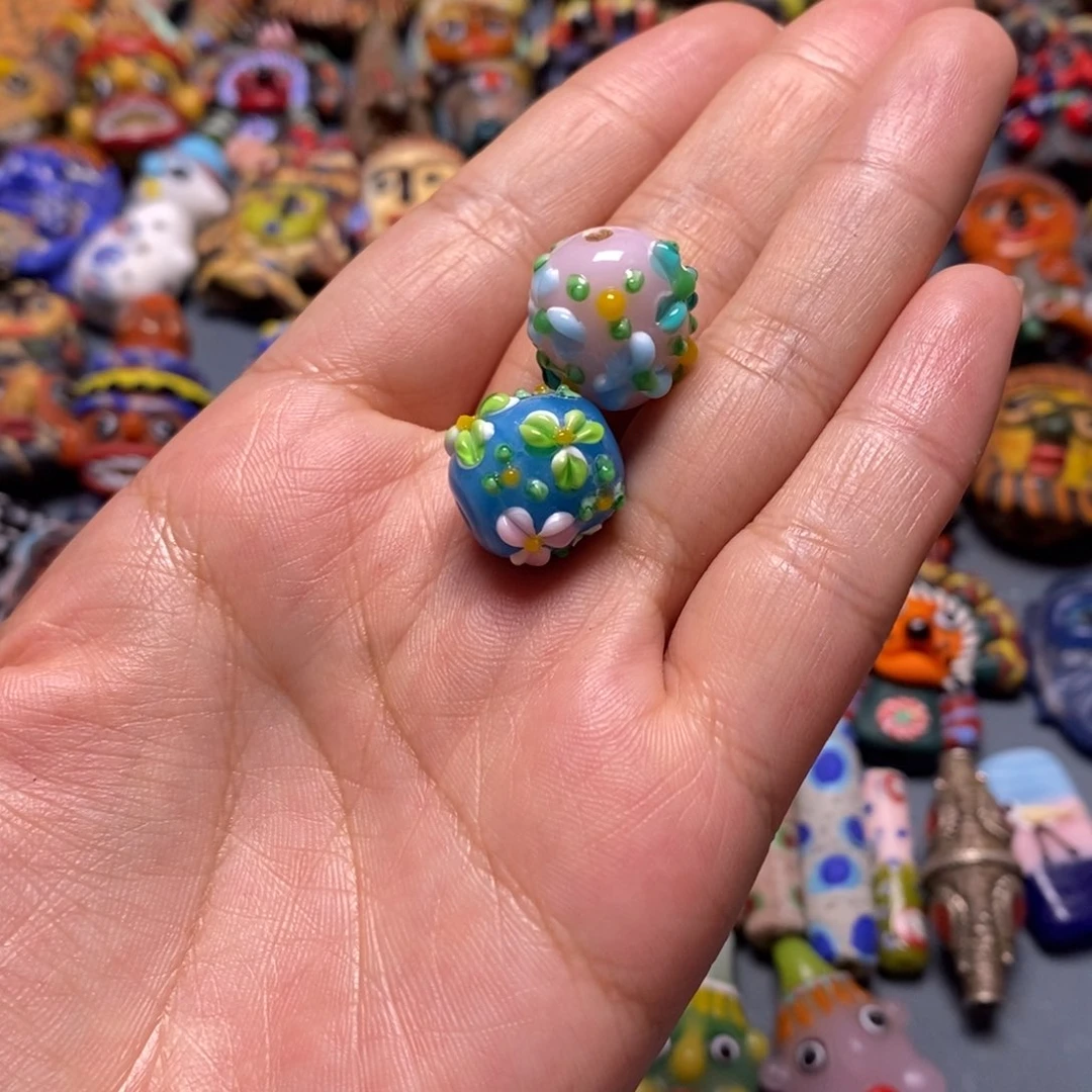 琉璃项链印度尼西亚花珠两颗