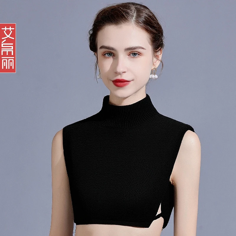 毛线春秋冬针织围脖假领子女百搭假领半高领保暖配毛衣白内搭套头