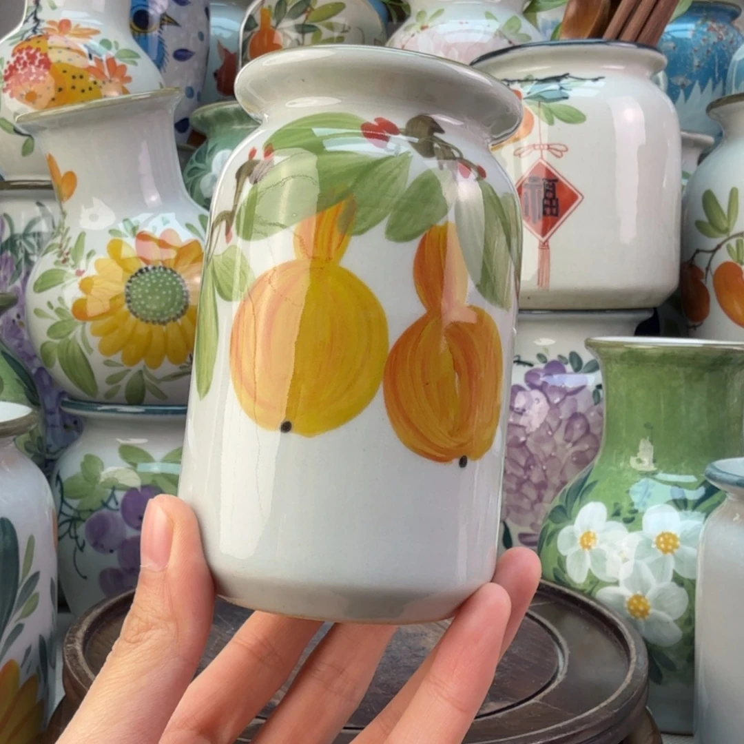 景德镇陶瓷手绘花瓶无孔