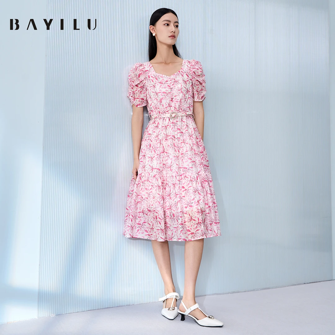 【毛毛专属】芭依璐夏季连衣裙女莱赛尔中长裙子90L7633