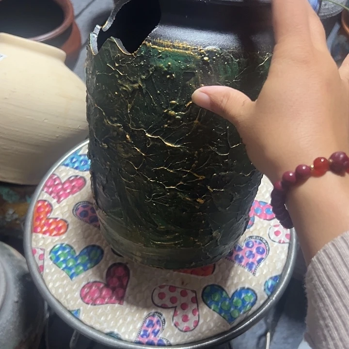 粗陶盆有孔高24口14