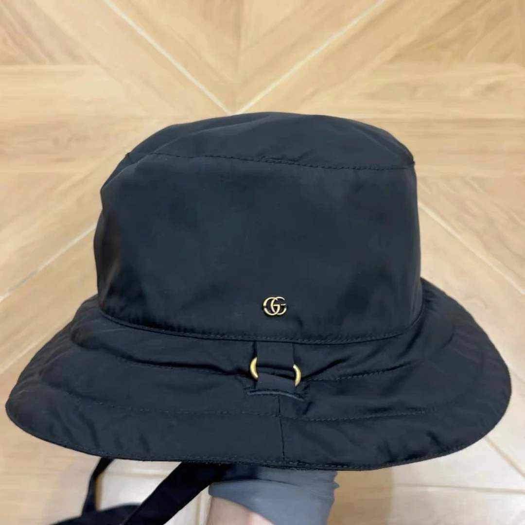 全新未使用 GUCCI/古驰 7姐专场/黑色尼龙渔夫帽 大幂幂同款L码