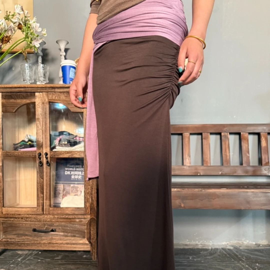 I江江/美式复古拼接半裙no退换