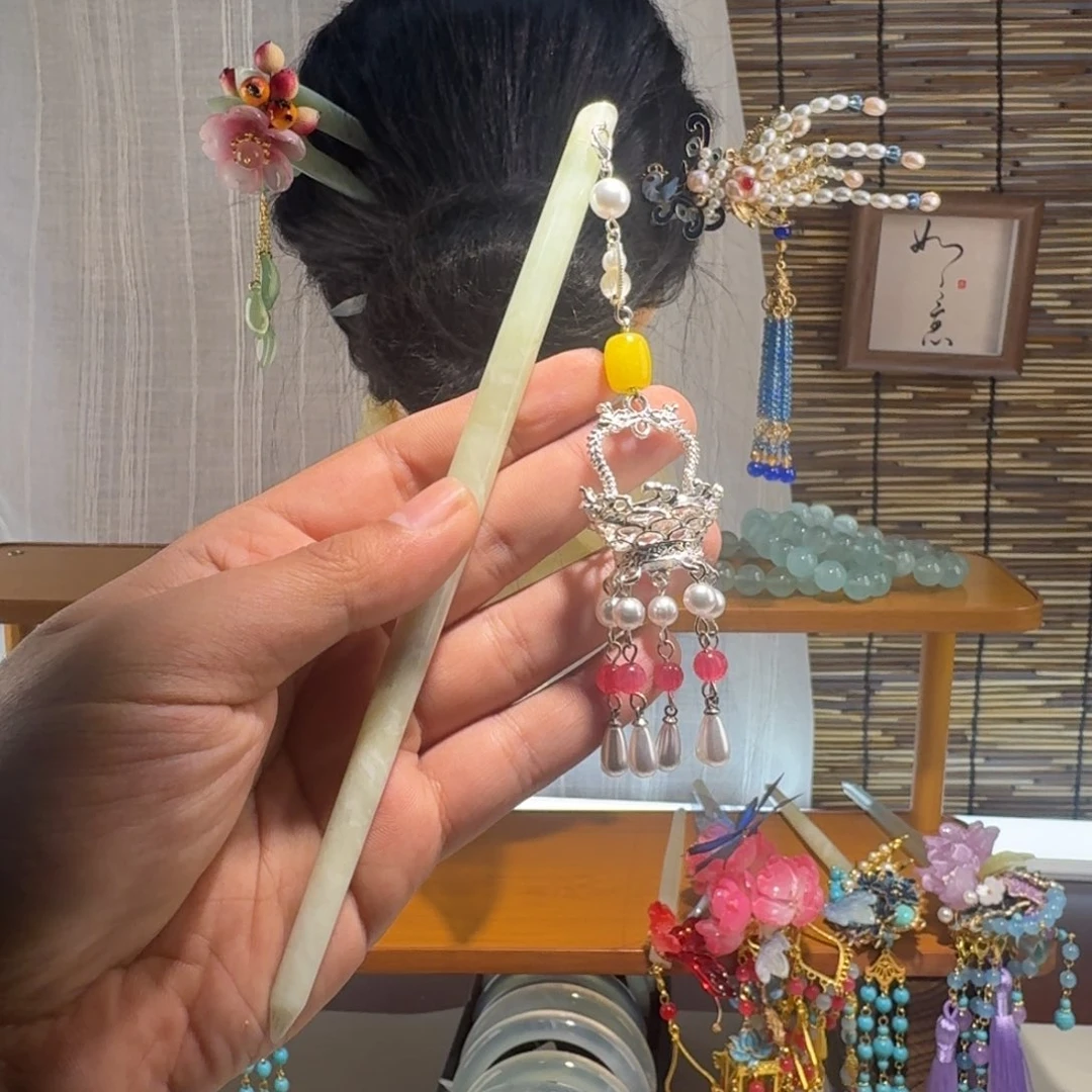 蛇纹石玉合金发饰