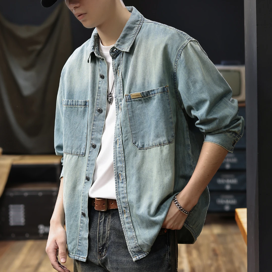莱赛尔柔软水洗牛仔衬衫男2025秋季新款百搭长袖潮流时尚休闲百搭